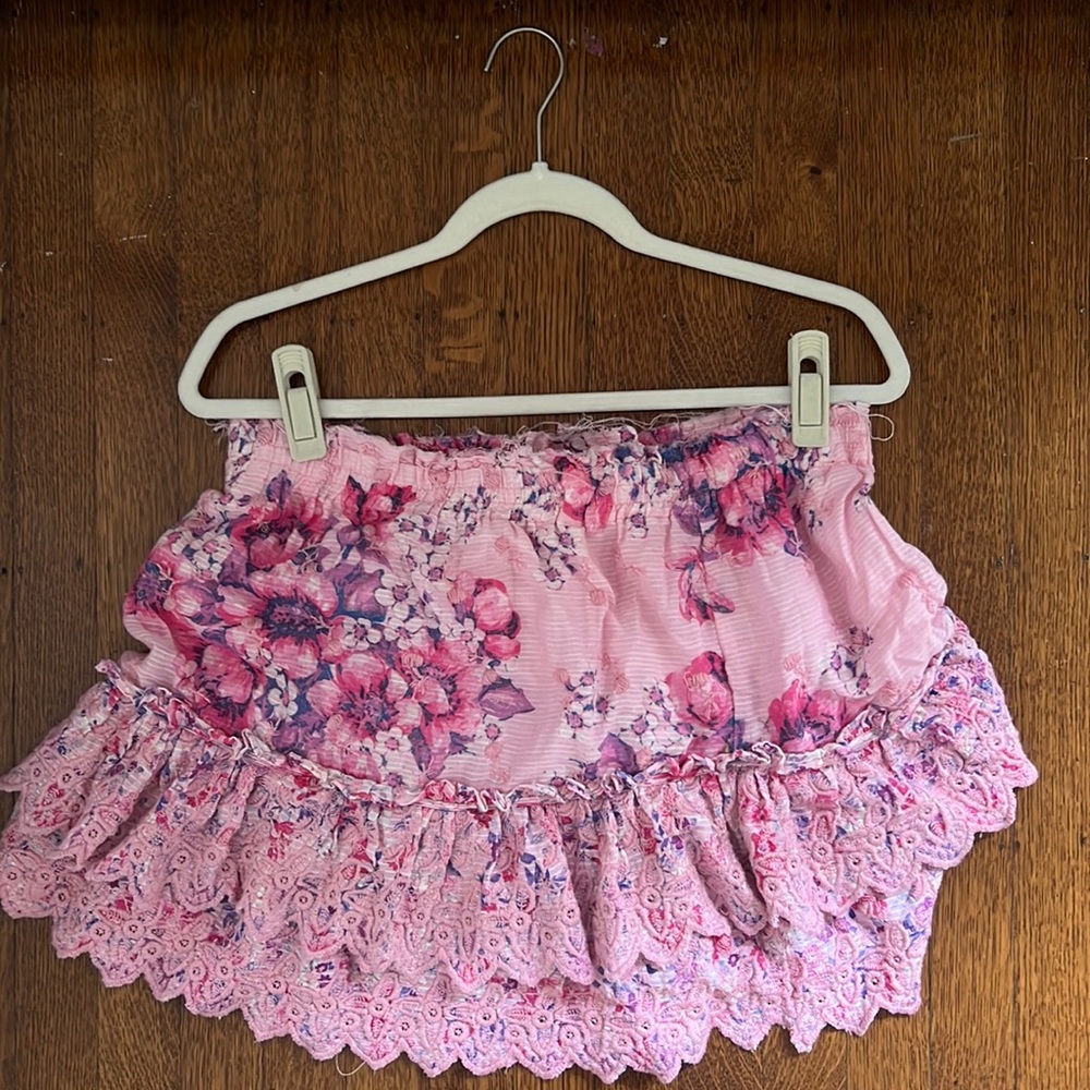 LoveShackFancy LSF Cairo skirt in berry fizz fuchsia